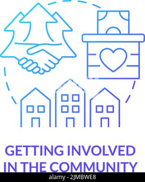 Getting involved in community blue gradient concept icon Stock Vector