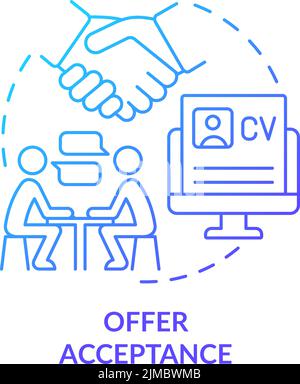 Offer acceptance blue gradient concept icon Stock Vector