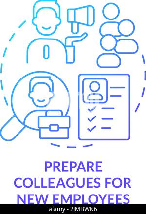 Prepare colleagues for new employees blue gradient concept icon Stock Vector