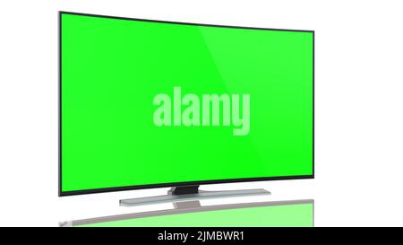 UltraHD Smart Tv with Curved green screen on white Stock Photo