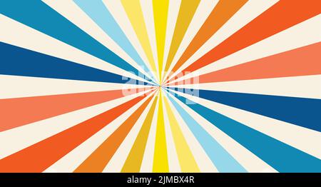 Colorful starburst retro background design. Abstract ray wallpaper. Stock Vector