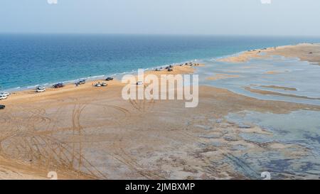 qatar adventurous place khor al udeid ,sea line beach. Stock Photo