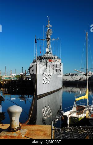 The Gearing Class Destroyer USS Joseph P Kennedy, saw action in World War II, Korea and Vietnam and is berthed at Battleship Cove in Fall River, MA Stock Photo