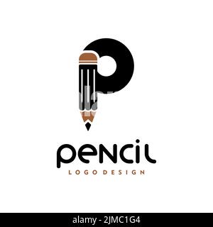 Letter P Pencil Logo Template Creative Pencil Logo Design Stock Vector