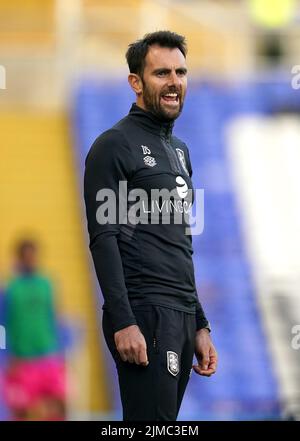 Huddersfield Town manager Danny Schofield on the touchline during the Sky Bet Championship match at St. Andrew's, Birmingham. Picture date: Friday August 5, 2022. Stock Photo