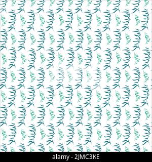 Sea weed, algae seamless pattern on white background. Stock Vector