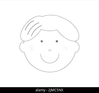 Black and white freckled child's head smiling Stock Vector