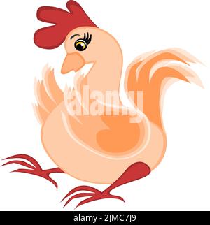 Childrens illustration, graphics - surprised rooster, chicken, poultry Stock Photo