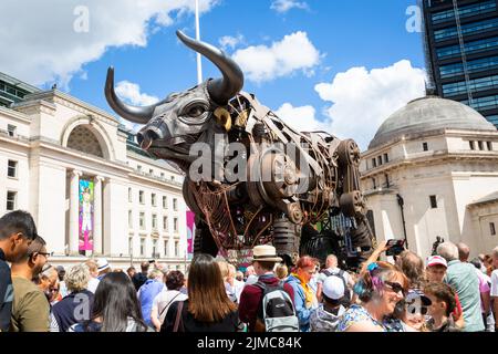 The Raging Bull - The 10ft mechanical bull used in the 2022 Birmingham Commonwealth Games, Birmingham UK Stock Photo