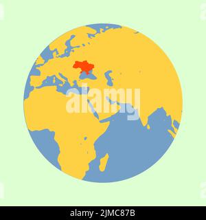 Map country Ukraine in Earth planet. Peace Day design card, Earth planet. Planet Earth. Peace. Stop, No war. Stock Vector