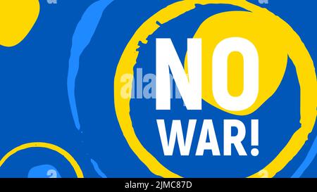 Vector paper cut background illustration of No War Ukraine concept with prohibition sign on Ukraine flag colors. No war and military attack in Ukraine Stock Vector