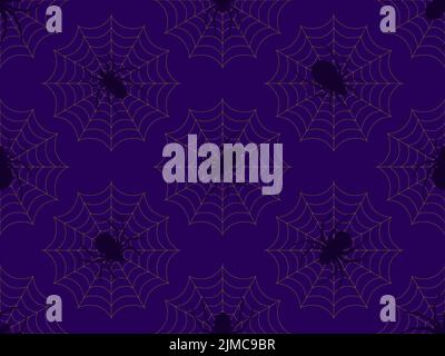 Seamless pattern with spiders on the web. Festive background with spiders for Halloween. Design for wrappers, banners and holiday invitations. Vector Stock Vector