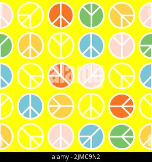 70s inspired retro hippie graphic pattern for T-shirt, posters, cards, stickers. Inspirational  in warm colors of orange, yellow, blue, green Stock Vector