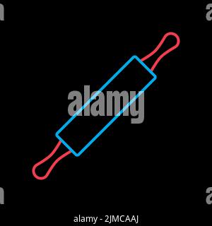 Wooden rolling pin plunger vector isolated on the black icon. Kitchen appliance. Graph symbol for cooking web site design, logo, app, UI Stock Vector