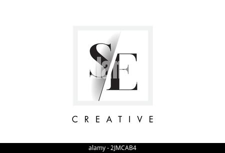 SE Letter Logo Design with Creative Intersected and Cutted Serif Font. Stock Vector