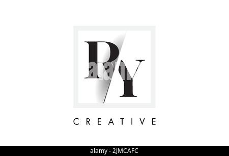 RY Letter Logo Design with Creative Intersected and Cutted Serif Font. Stock Vector