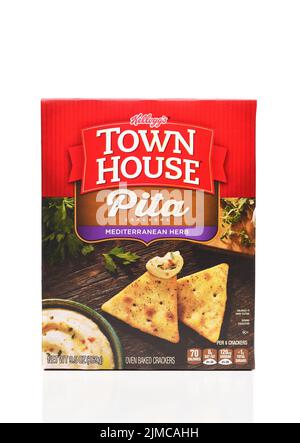 IRVINE, CALIFORNIA - 8 AUG 2022: A box of Kellogg's Town House Pita Crackers, Mediterranean Herb. Stock Photo