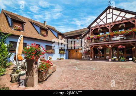 Beautiful small town Bergheim. France Stock Photo