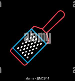 Metal kitchen hand grater for cheese vector isolated on the black icon. Kitchen appliance. Graph symbol for cooking web site design, logo, app, UI Stock Vector