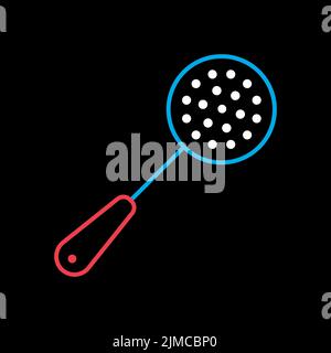 Skimmer vector isolated on the black icon. Kitchen appliance. Graph symbol for cooking web site design, logo, app, UI Stock Vector