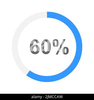 Round process bar filled on 60 percent. Loading, progress, waiting, transfer, battery charging, buffering or downloading icon. Infographic element for web site or mobile app. Vector flat illustration Stock Vector