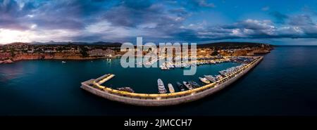 Aerial view, luxury marina Port Adriano, El Toro, Spain, Balearic Islands, Mallorca Stock Photo
