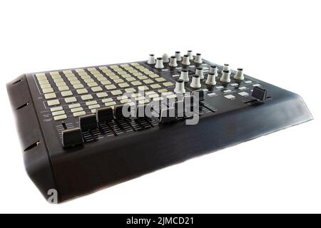 Studio Controller Desk for Electronic Music Production and Music Mixing on white backgorund Stock Photo