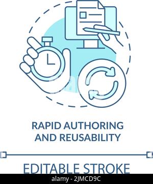 Rapid authoring and reusability turquoise concept icon Stock Vector