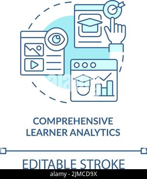 Comprehensive learner analytics turquoise concept icon Stock Vector