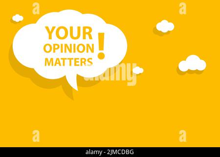 your opinion matters speech bubble banner vector with copy space survey or feedback sign for business, marketing, flyers, banners, presentations and p Stock Vector