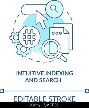 Intuitive indexing and search turquoise concept icon Stock Vector