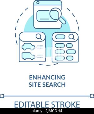 Enhancing site search turquoise concept icon Stock Vector