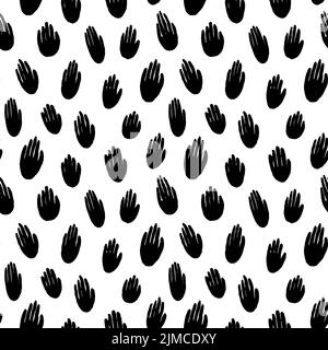 Seamless pattern with black silhouettes of hands. Stock Vector