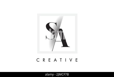 SA Letter Logo Design with Creative Intersected and Cutted Serif Font. Stock Vector
