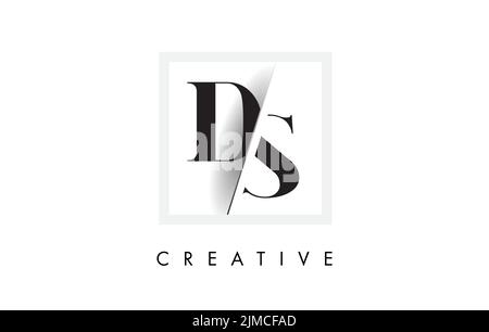 DS Letter Logo Design with Creative Intersected and Cutted Serif Font. Stock Vector