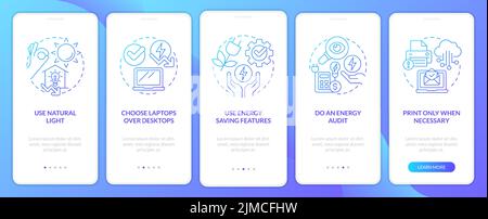 Energy efficiency at work blue gradient onboarding mobile app screen Stock Vector