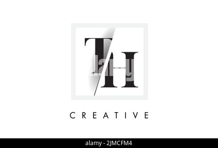 TH Letter Logo Design with Creative Intersected and Cutted Serif Font. Stock Vector
