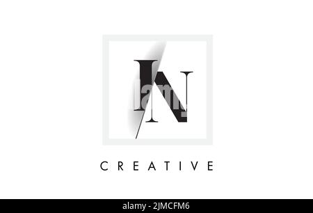 IN Letter Logo Design with Creative Intersected and Cutted Serif Font. Stock Vector