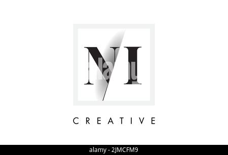NI Letter Logo Design with Creative Intersected and Cutted Serif Font. Stock Vector