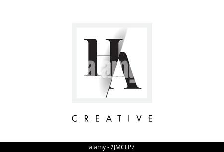 HA Letter Logo Design with Creative Intersected and Cutted Serif Font. Stock Vector