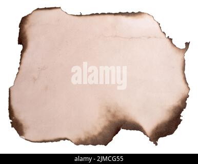 Burnt paper on white Stock Photo