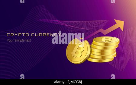 stack of bitcoin cryptocurrency on abstract background Stock Vector