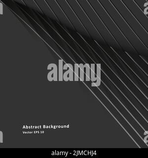 WebAbstract black background, paper fold imitation with stripes, realistic 3d Stock Vector
