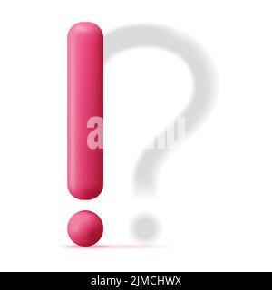 3D Exclamation Mark with Shadow of Question Mark Stock Vector