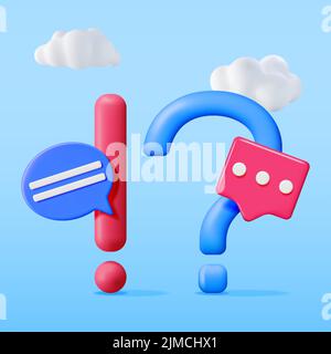 3d Question Exclamation Marks with Chat Bubbles Stock Vector