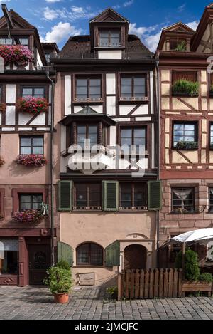 Historic half-timbered house, totally renovated by the Friends of the Old Town, Weissgerbergasse 20, Nuremberg, Middle Franconia, Bavaria, Germany Stock Photo