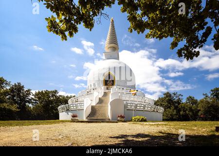 White Peace Stupa Zalaszanto, Buddhist centre, temple, Zalaszanto, Balaton, Hungary Stock Photo