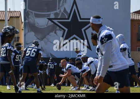 Dallas Cowboys wide receiver Ty Fryfogle runs the ball after a reception  during NFL football training camp Wednesday, July 27, 2022, in Oxnard,  Calif. (AP Photo/Gus Ruelas Stock Photo - Alamy