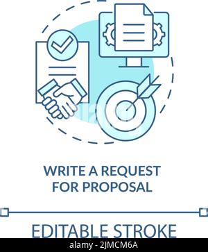 Write request for proposal turquoise concept icon Stock Vector