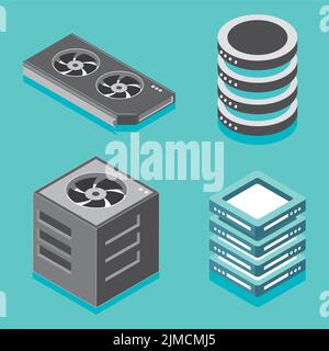 set of storage tech Stock Vector